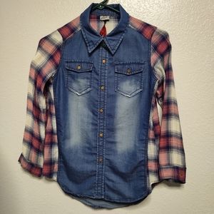 Denim and‎ plaid shirt 14/16
